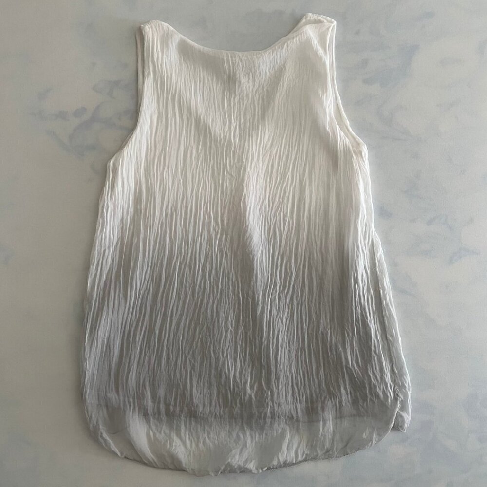 Giusy Silk Pleated V-Neck Ombre Sleeveless Tunic Blouse - Picture 2 of 8